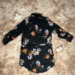 Gilli mesh floral button up blouse